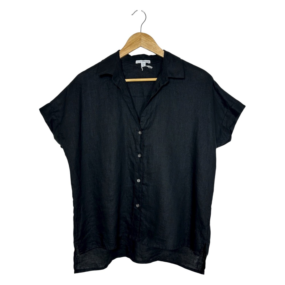 JAMES PERSE Linen Button Down Short Sleeve Boxy Relaxed Shirt 2/M